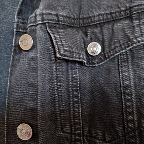 H&M Black Denim Jean Jacket Button Front in XS - Picture 6 of 11